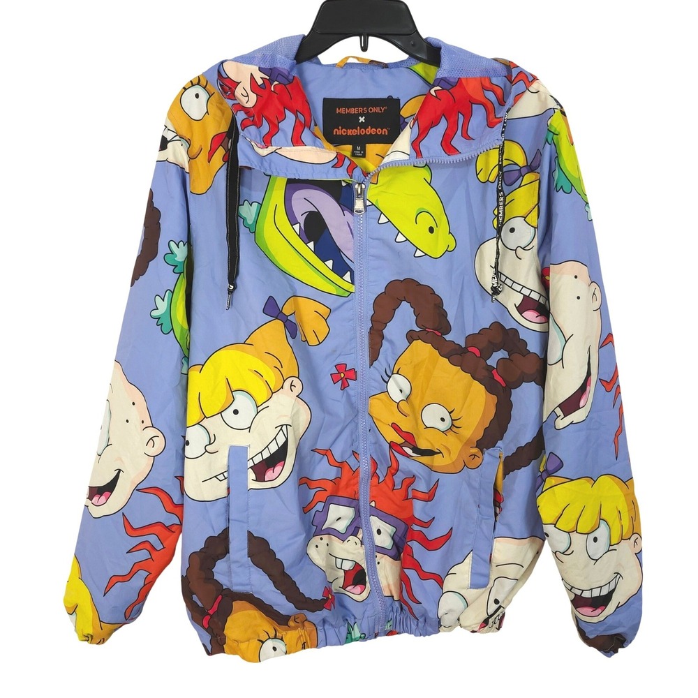 Members Only Nickelodeon Rugrats All Over Print Windbreaker Jacket Medium READ
